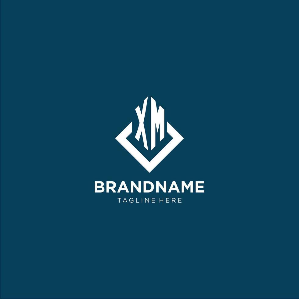 Initial XM logo square rhombus with lines, modern and elegant logo design vector