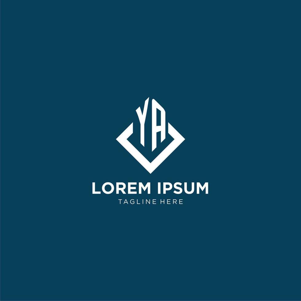 Initial YA logo square rhombus with lines, modern and elegant logo design vector