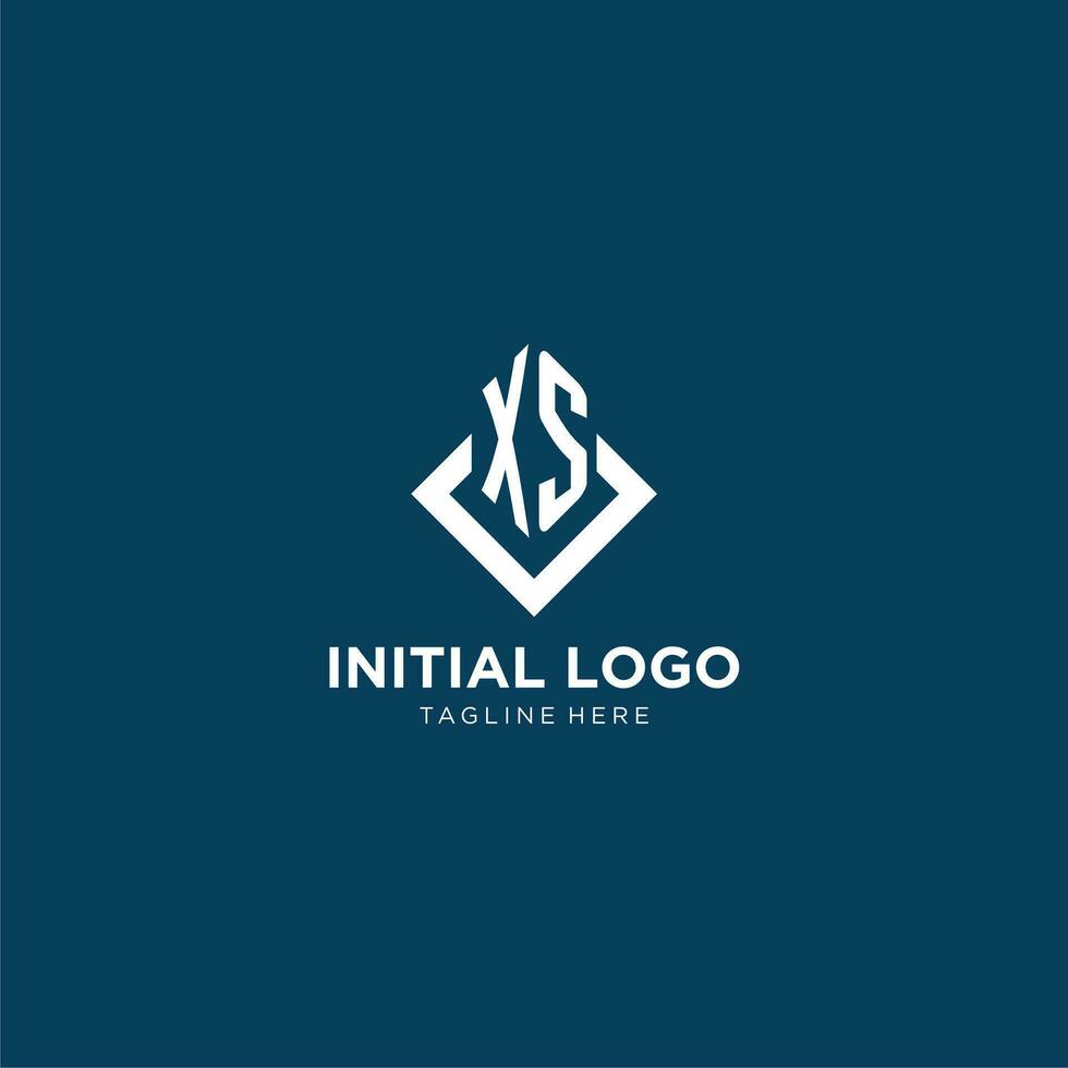 Initial XS logo square rhombus with lines, modern and elegant logo design vector