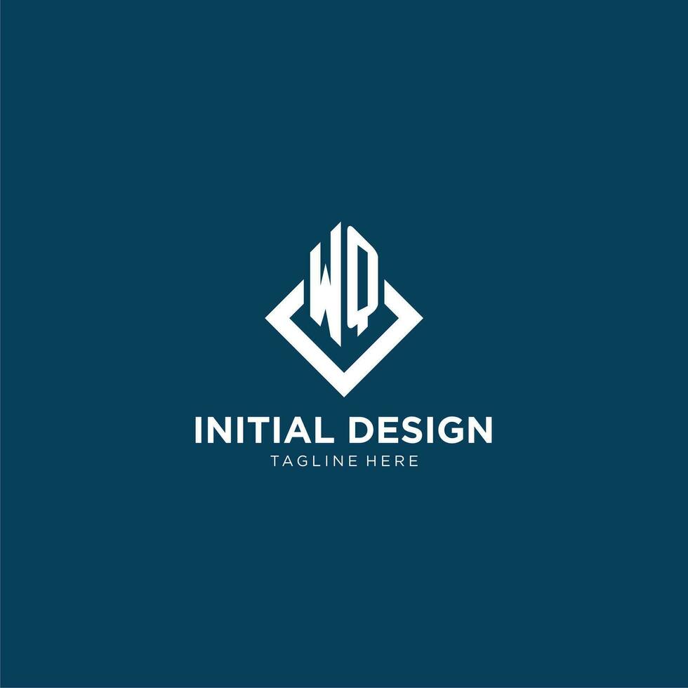 Initial WQ logo square rhombus with lines, modern and elegant logo design vector