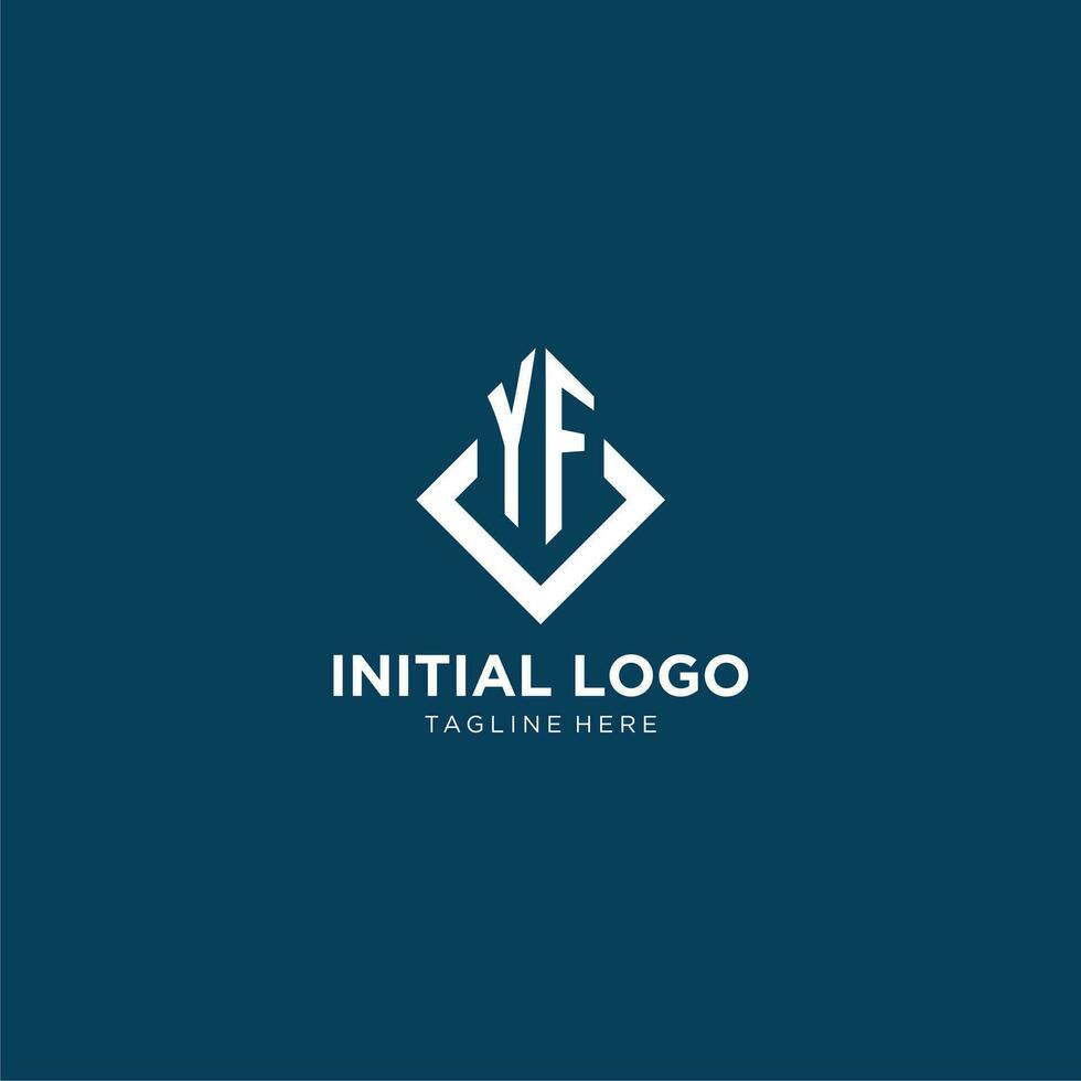 Initial YF logo square rhombus with lines, modern and elegant logo design vector