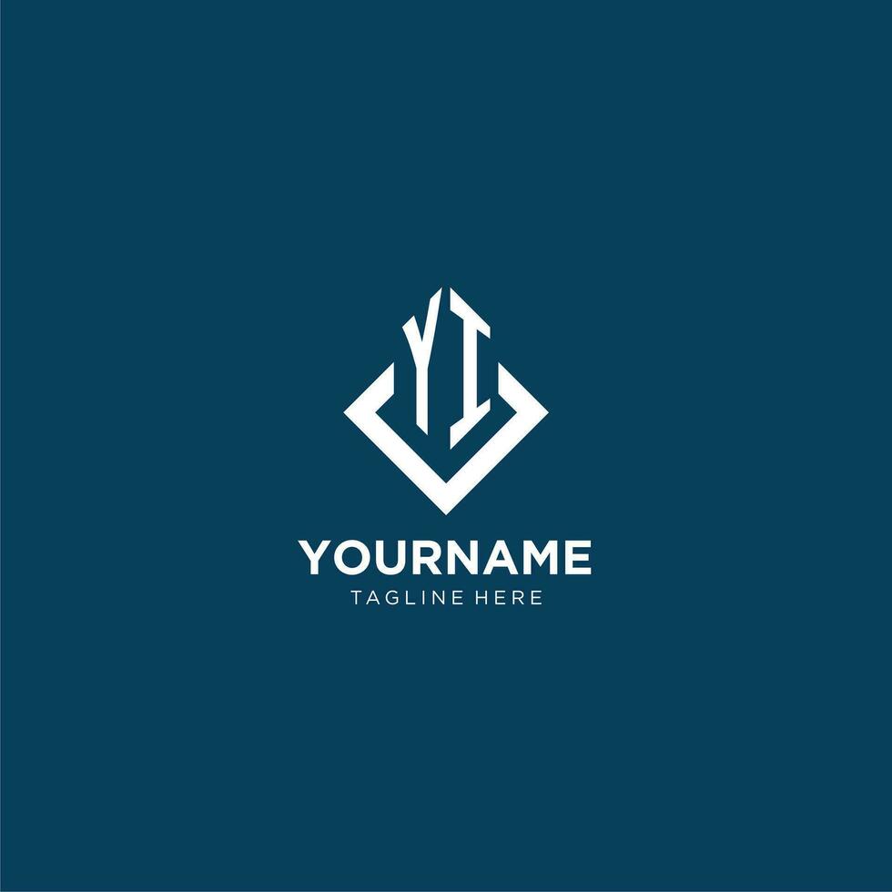Initial YI logo square rhombus with lines, modern and elegant logo design vector