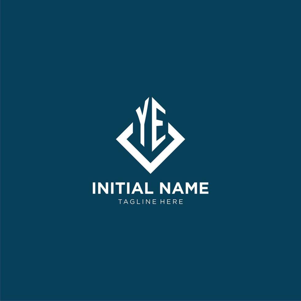 Initial YE logo square rhombus with lines, modern and elegant logo design vector