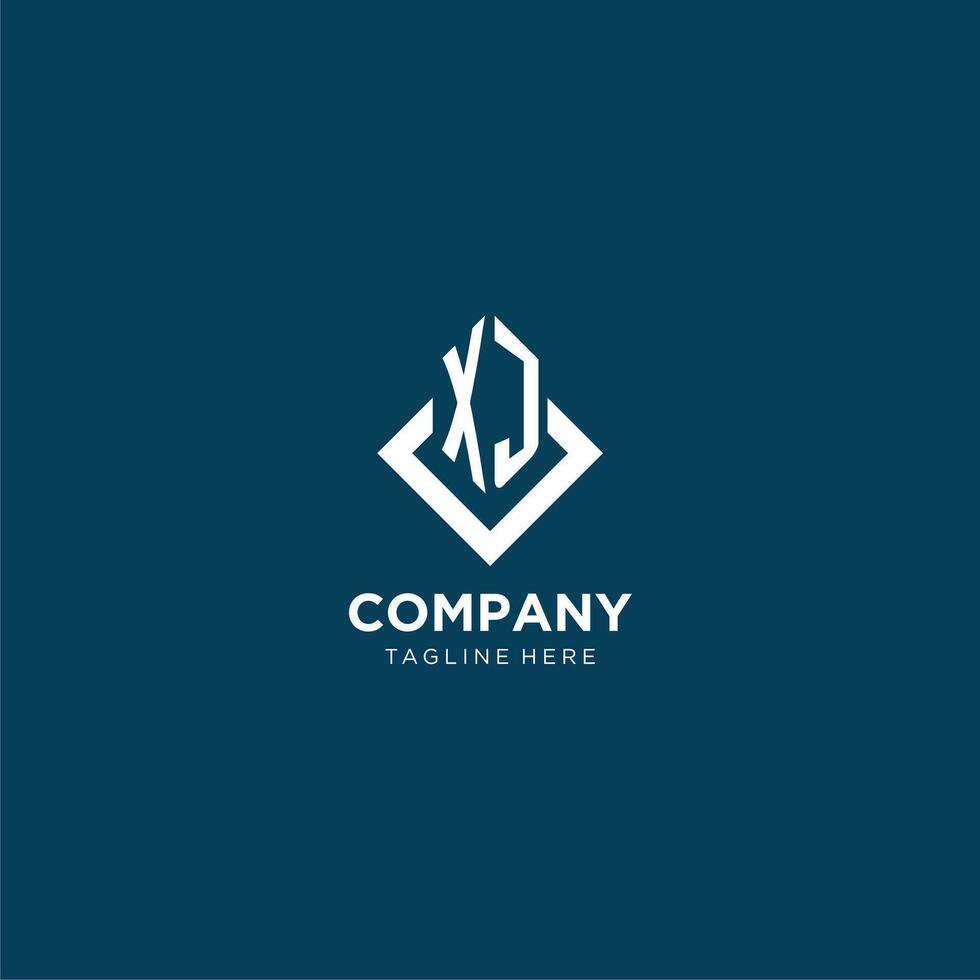 Initial XJ logo square rhombus with lines, modern and elegant logo design vector