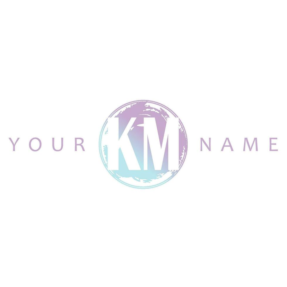 KM Initial Logo Watercolor Vector Design