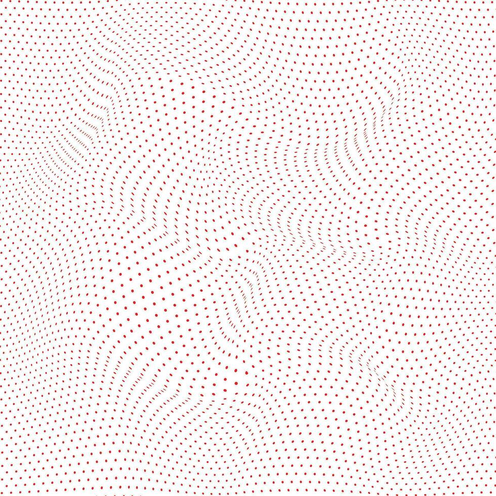 modern simple abstract wavy red color small polka dot circle distort pattern on white color background vector