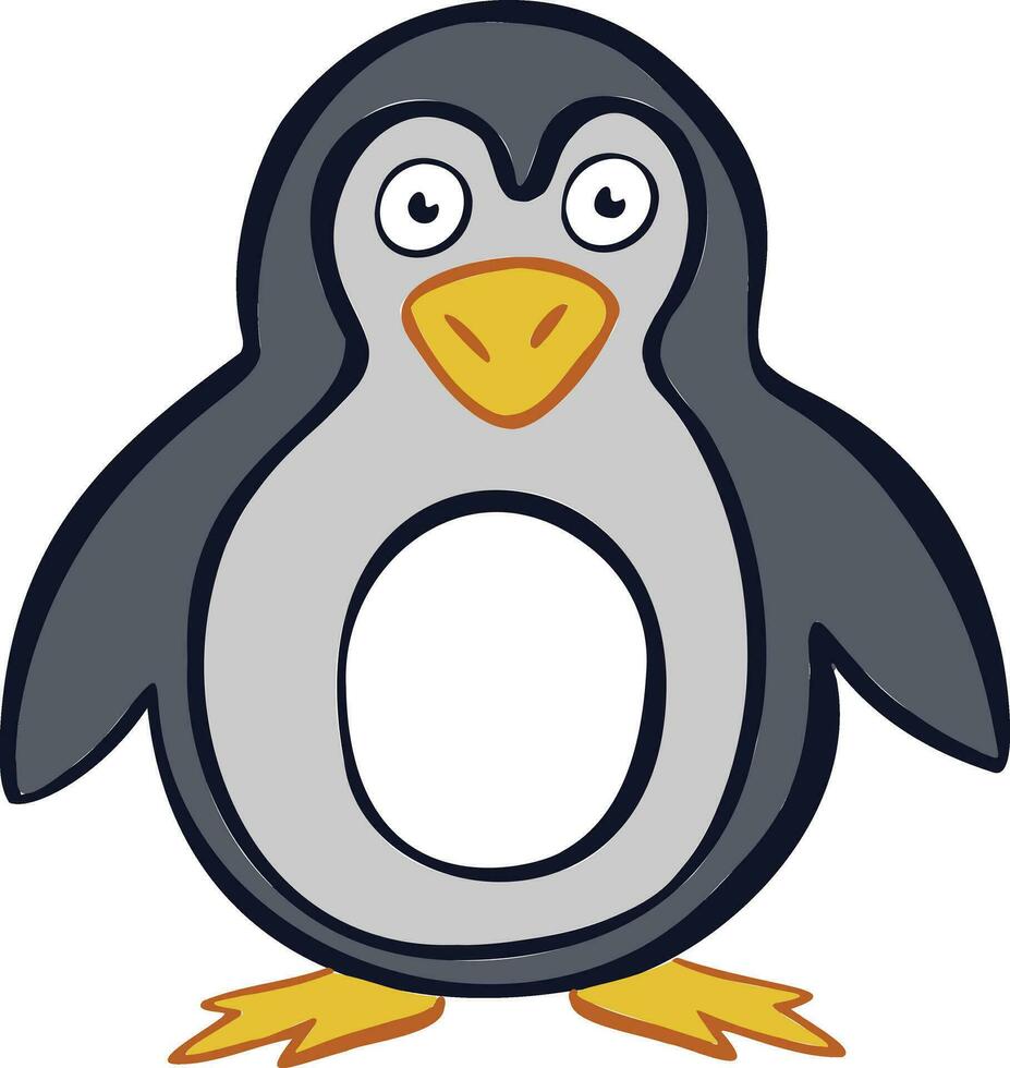 Illustration of a happy colored baby penguin with big eyes wants a hug. High quality illustration vector