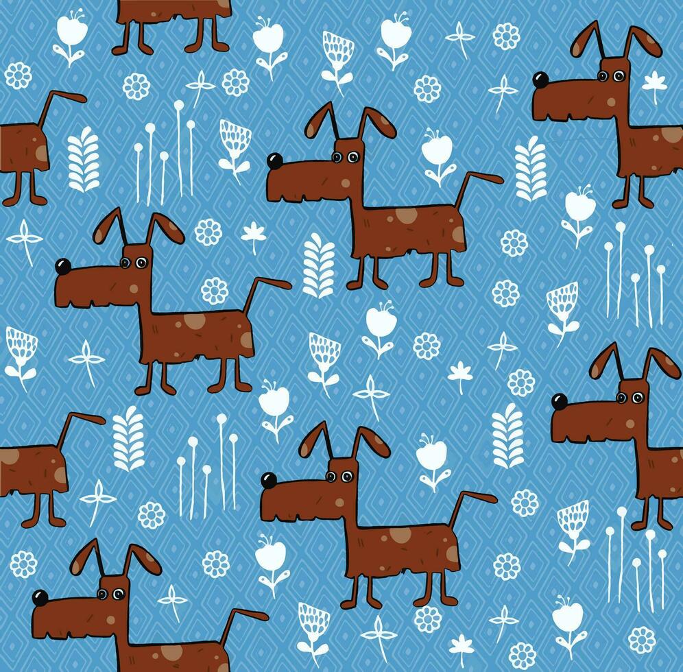 Childish seamless pattern with hand drawn dogs. Trendy scandinavian vector background. Perfect for kids apparel,fabric, textile, nursery decoration