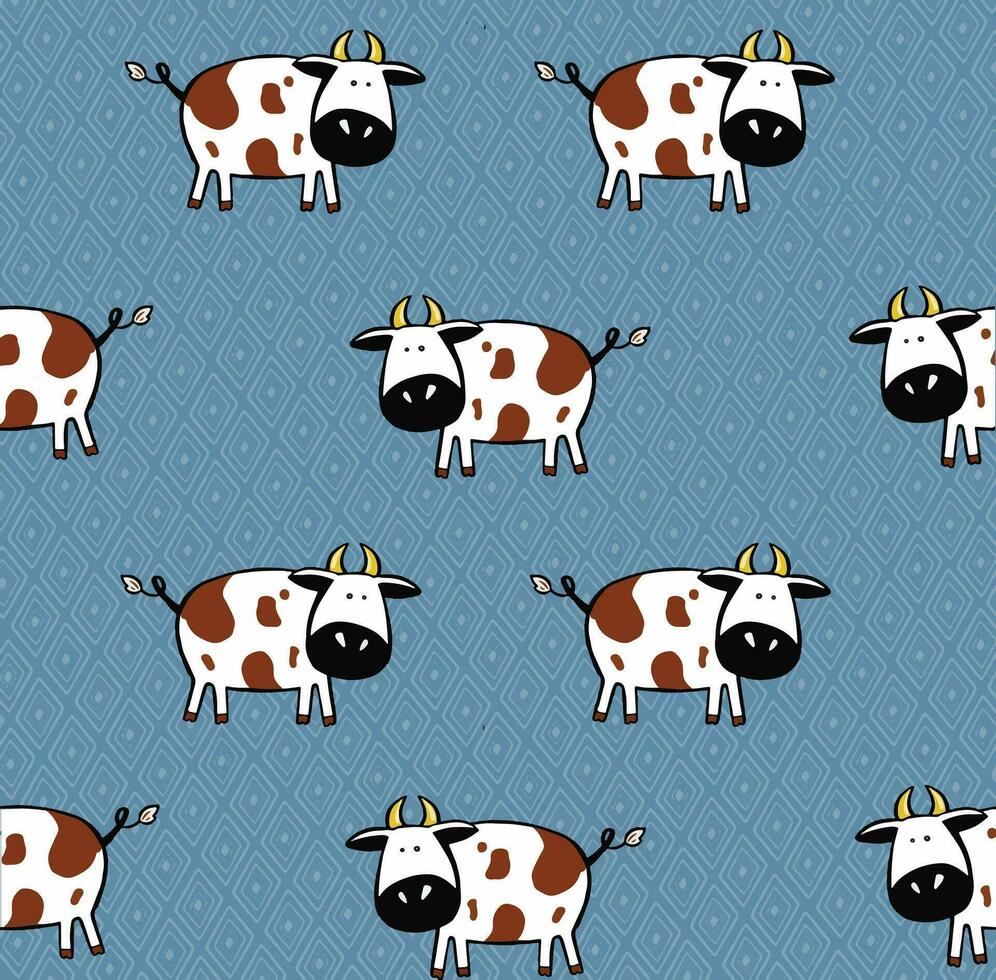 Cute cows seamless pattern. childish background. Vector