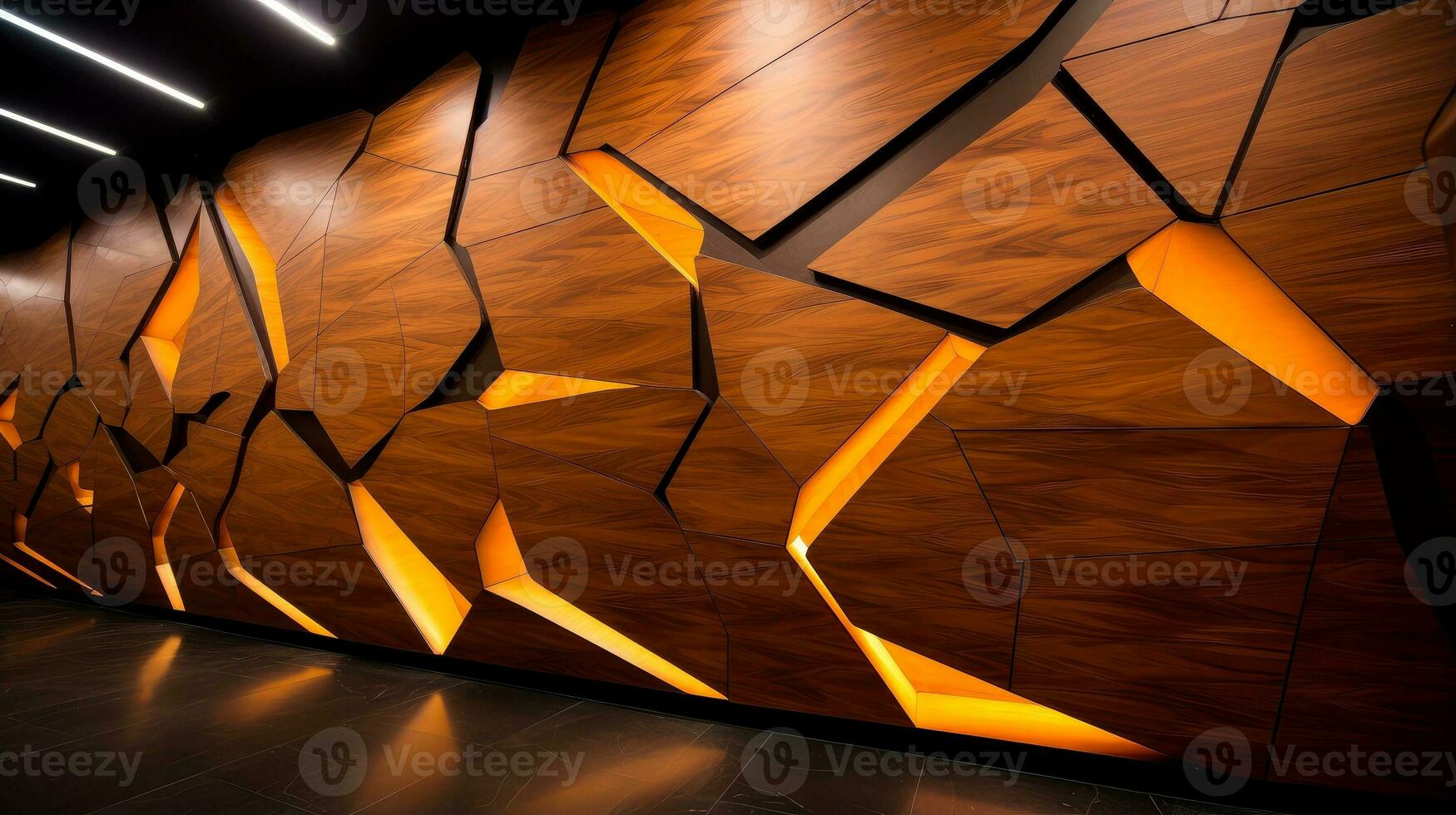 Wood marquetry wall parquet, abstract pattern background, Generative AI illustration photo