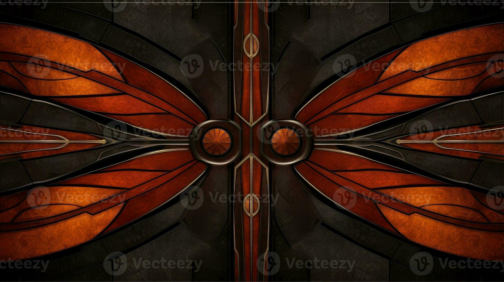 Wood marquetry wall parquet, abstract pattern background, Generative AI illustration photo