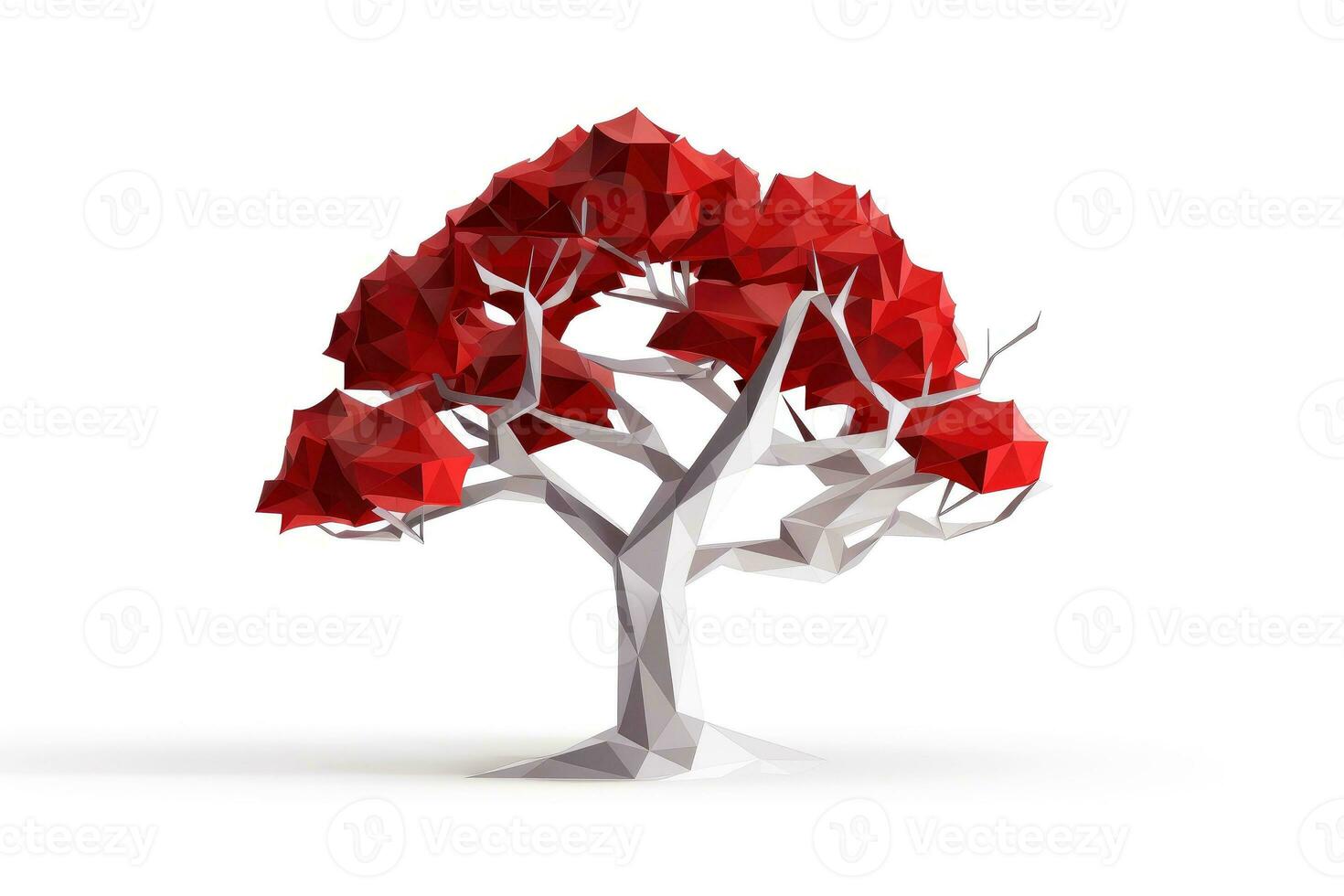 Abstract low poly tree isolated on white background, Generative AI illustration photo