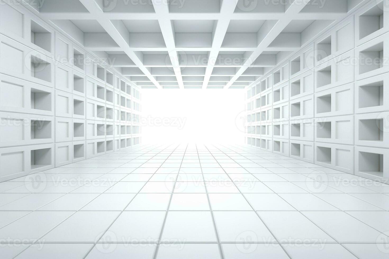 Abstract futuristic architecture background, Minimal technology white backdrop, Generative AI illustration photo