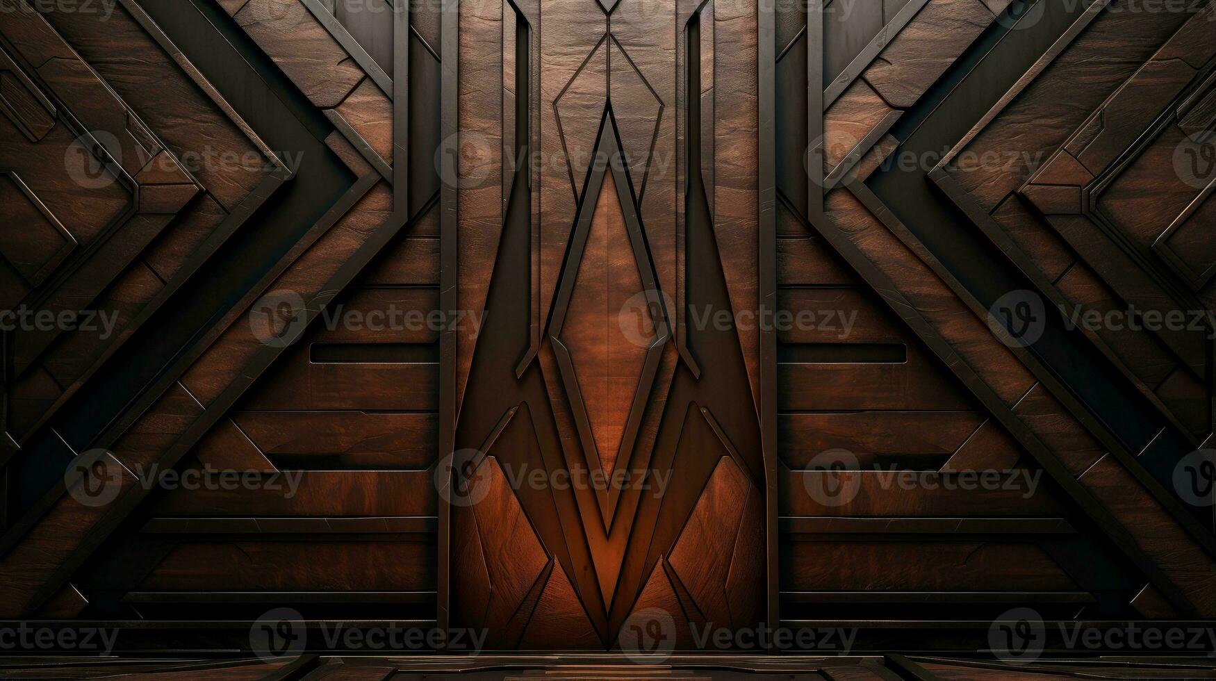 Wood marquetry wall parquet, abstract pattern background, Generative AI illustration photo