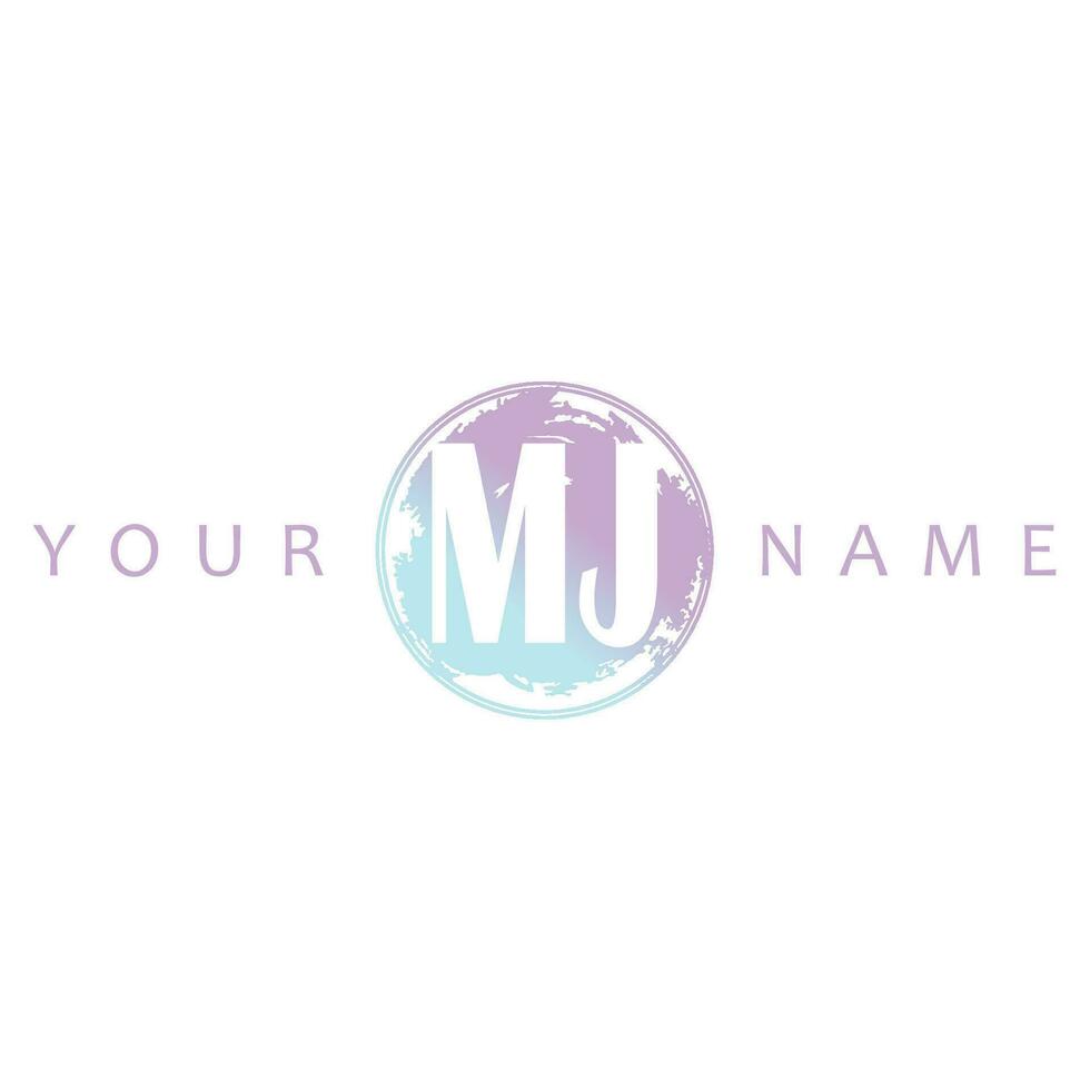 MJ Initial Logo Watercolor Vector Design