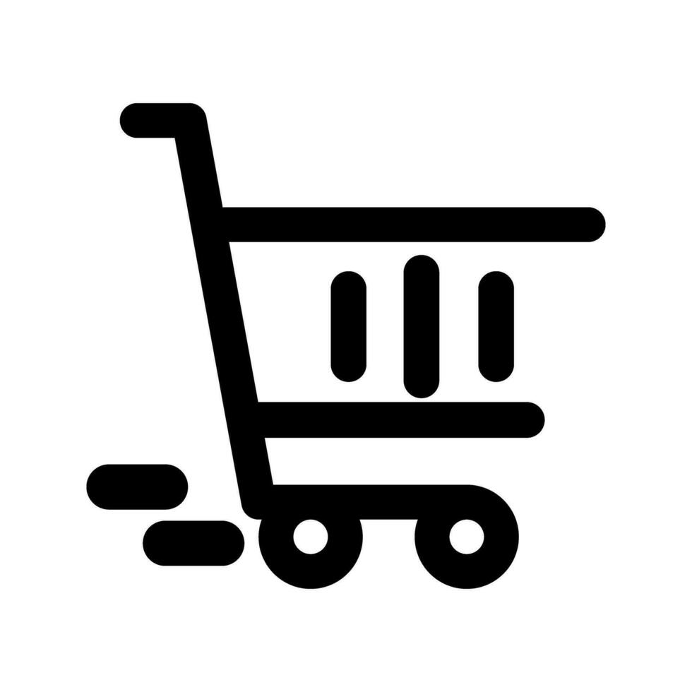 Shopping cart icon. Black and white vector illustration. Flat style.