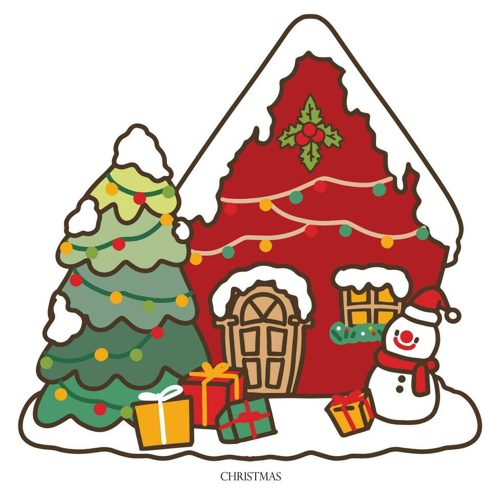 casa a Navidad para decorando varios tarjetas vector