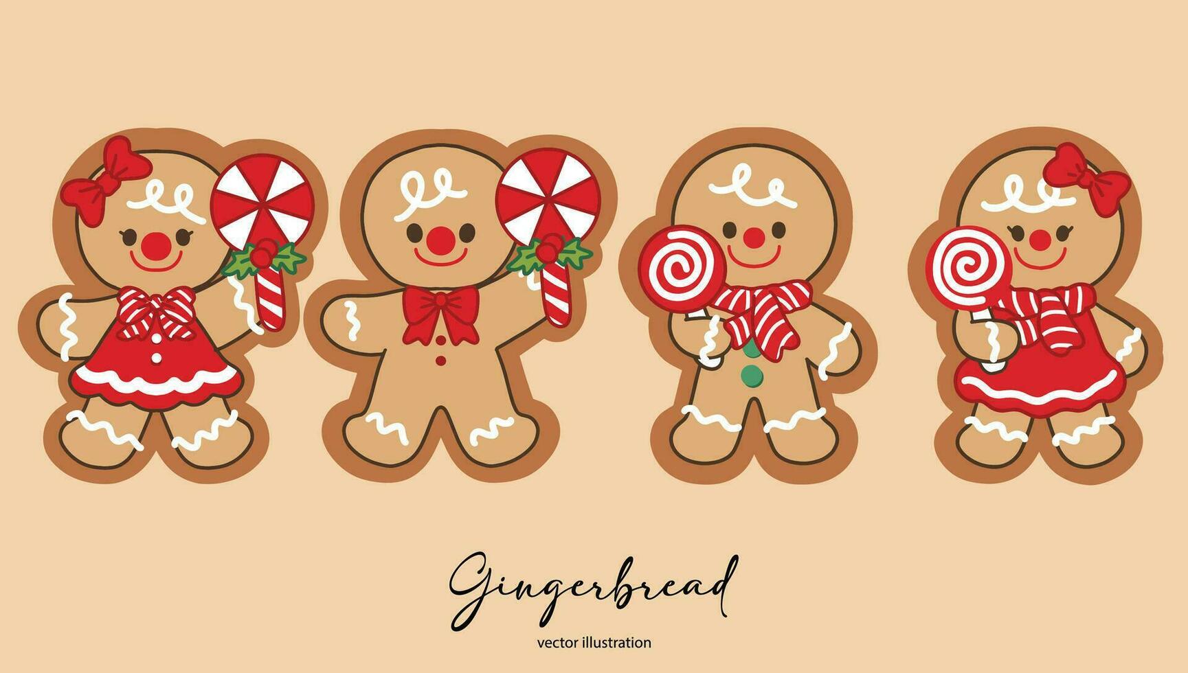 Gingerbread Cookies Set Vector