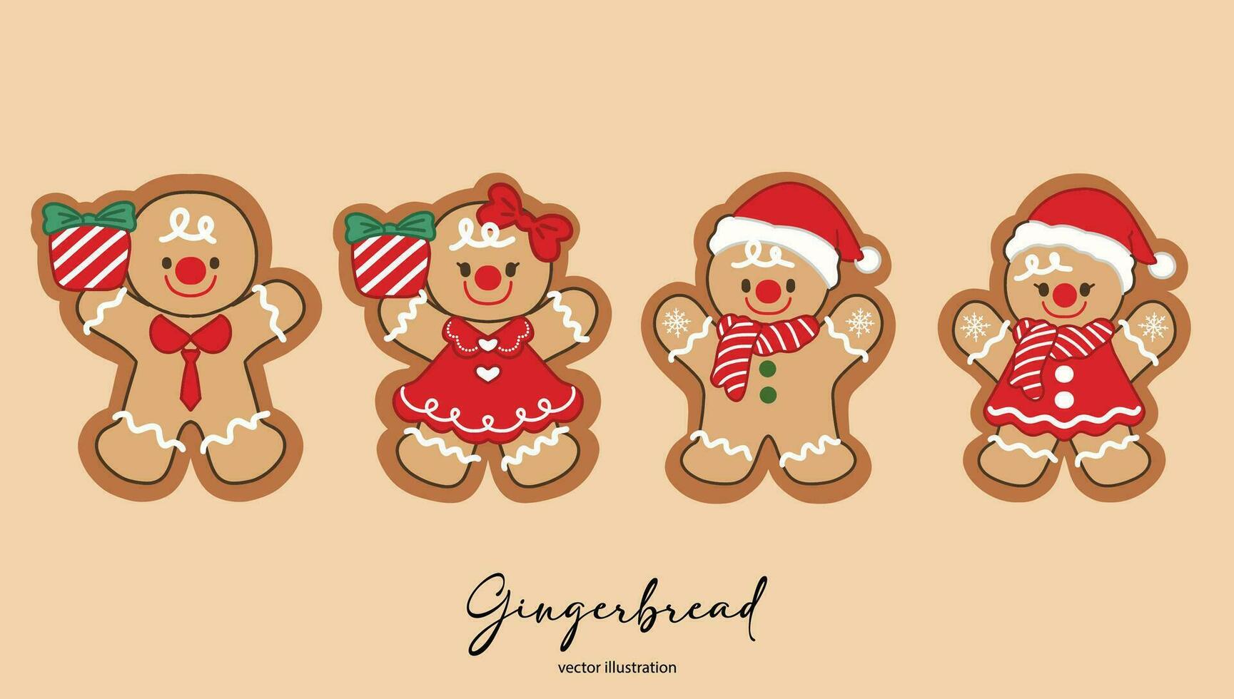 Gingerbread Cookies Set Vector Illustration