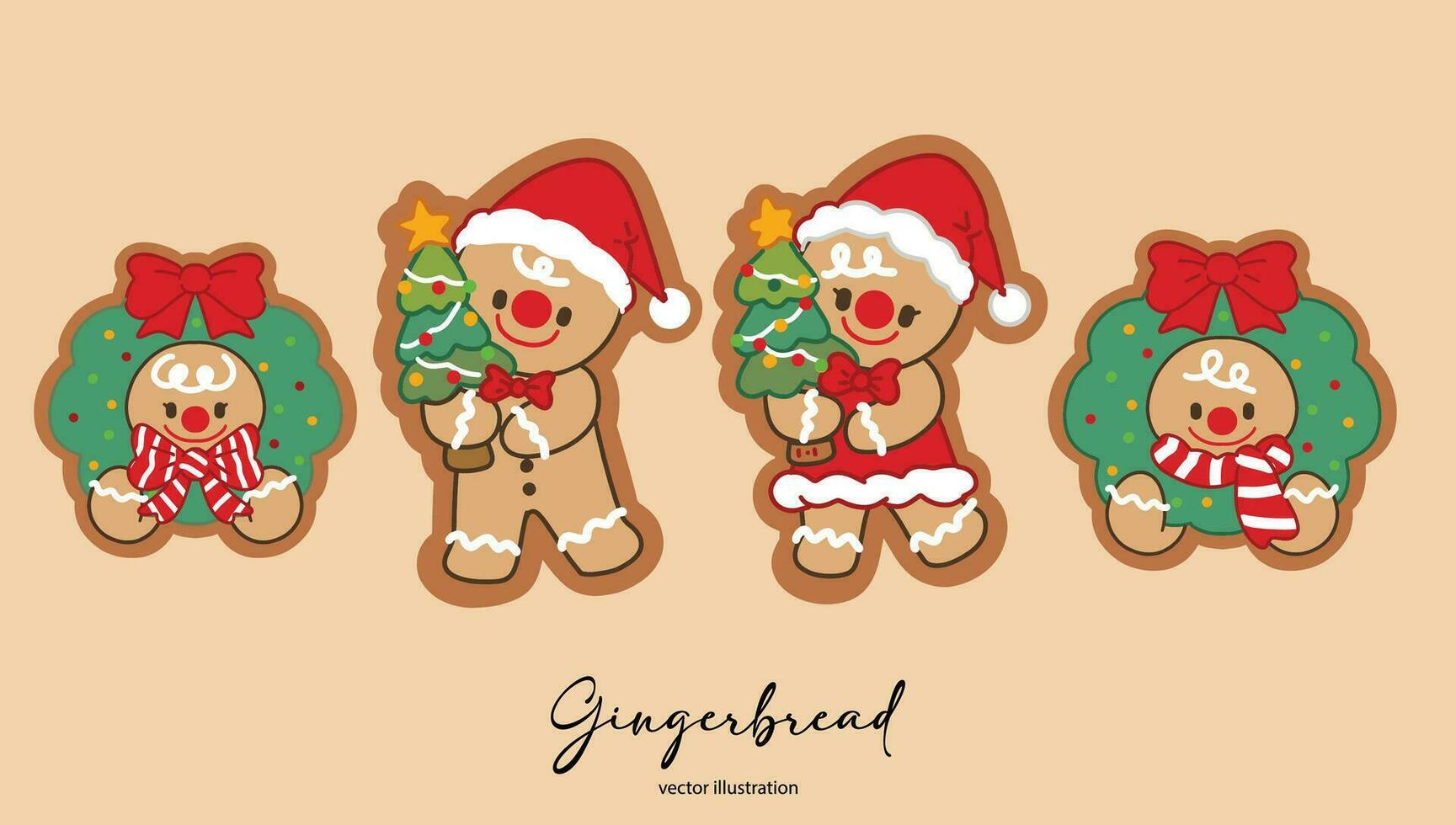 Gingerbread Cookies Set Vector
