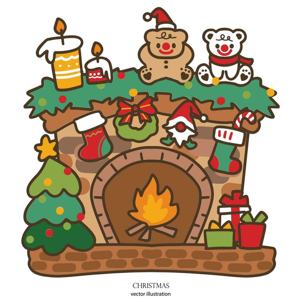 christmas home fireplace clipart vector