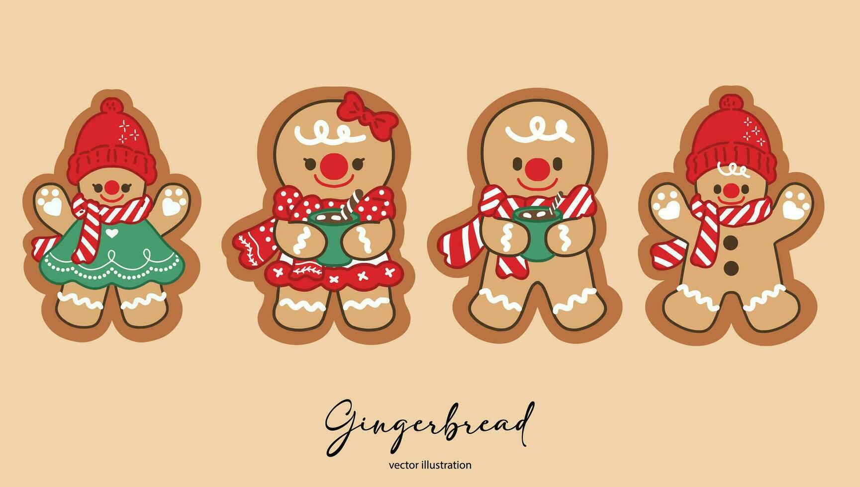 Gingerbread Cookies Set Vector
