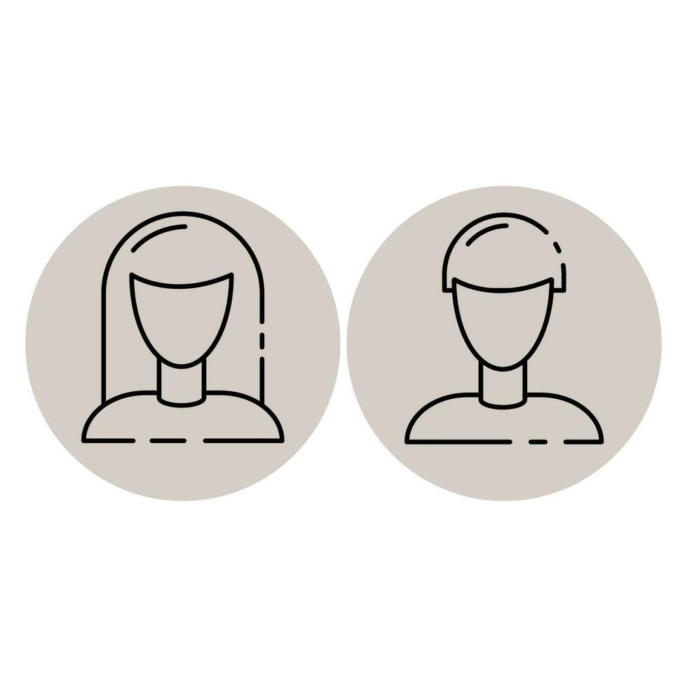 Icons silhouette of a man and a woman for an avatar in a circle vector