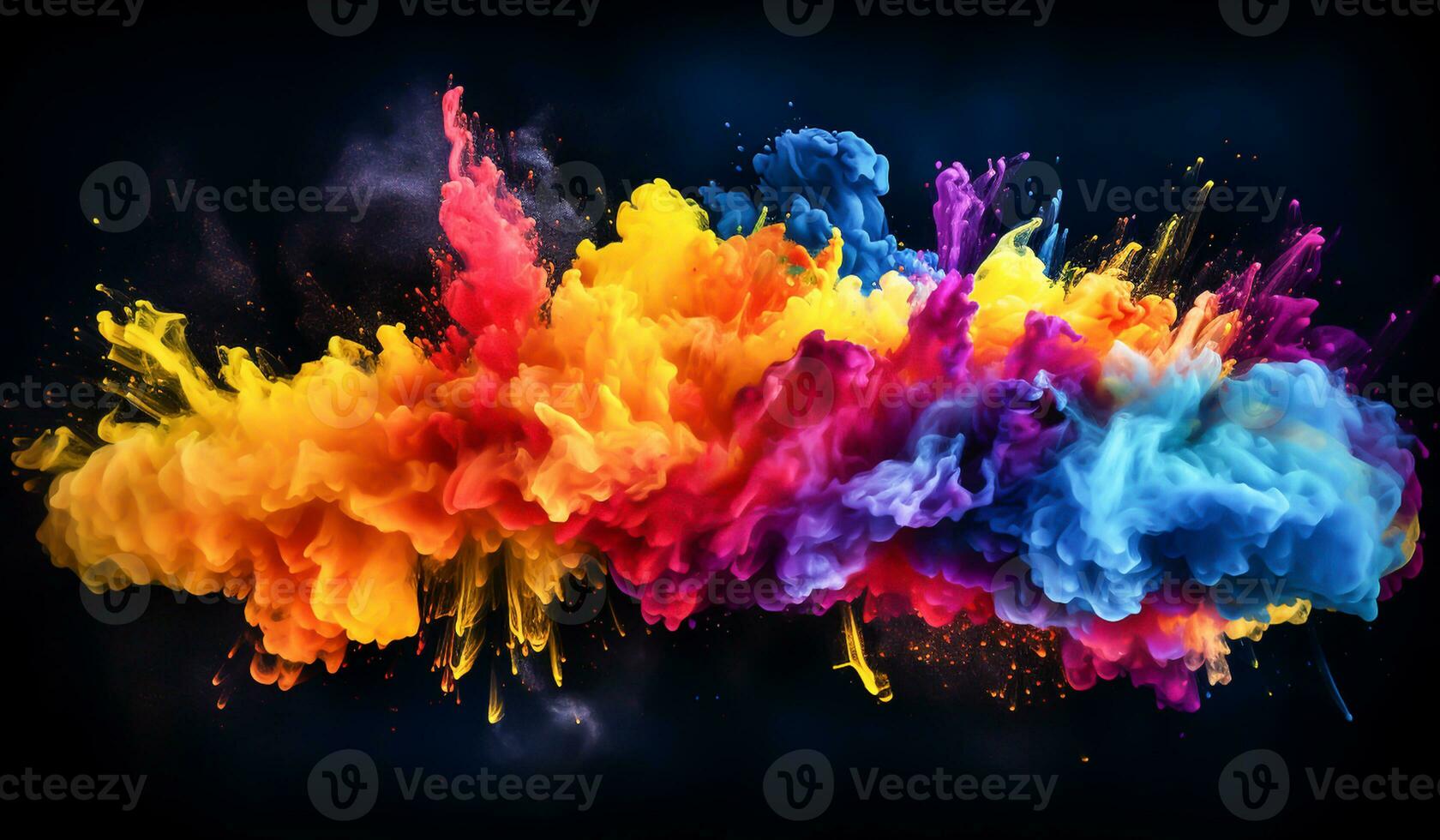 Explosion of colorful watercolor splashes. Design concept. AI Generative photo