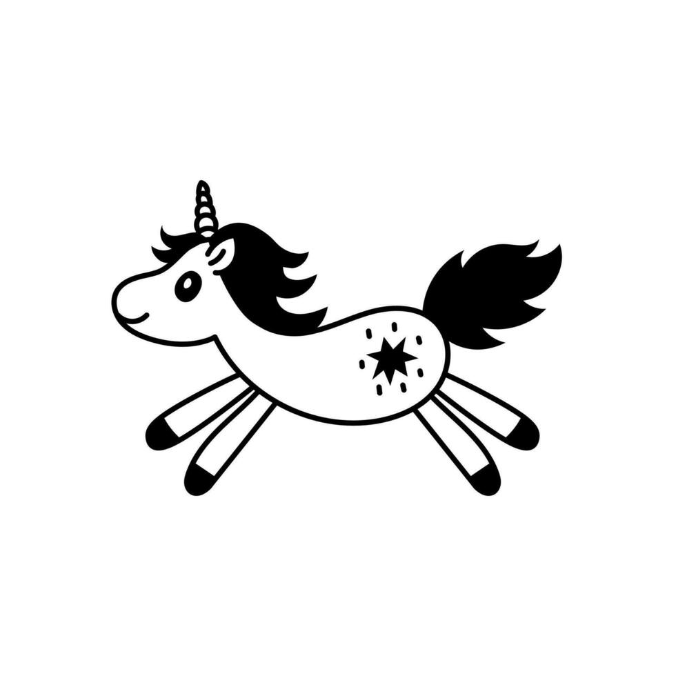 Unicorn doodle illustration vector