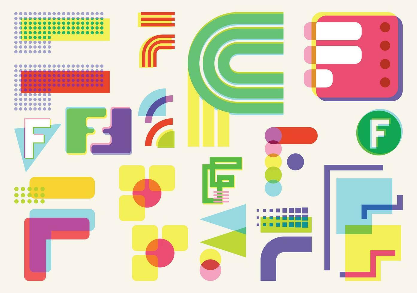 F - RISOGRAPH STOCK, COLORFUL AND COOL IN VECTOR DESIGN