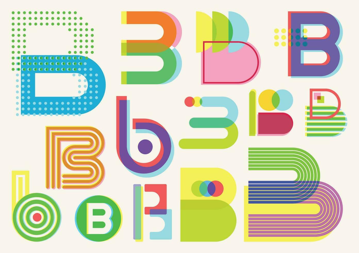 B - RISOGRAPH STOCK, COLORFUL AND COOL IN VECTOR DESIGN