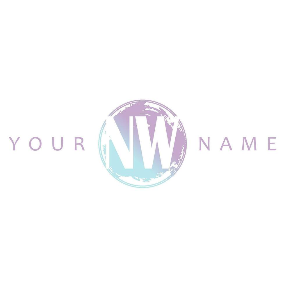 NW Initial Logo Watercolor Vector Design