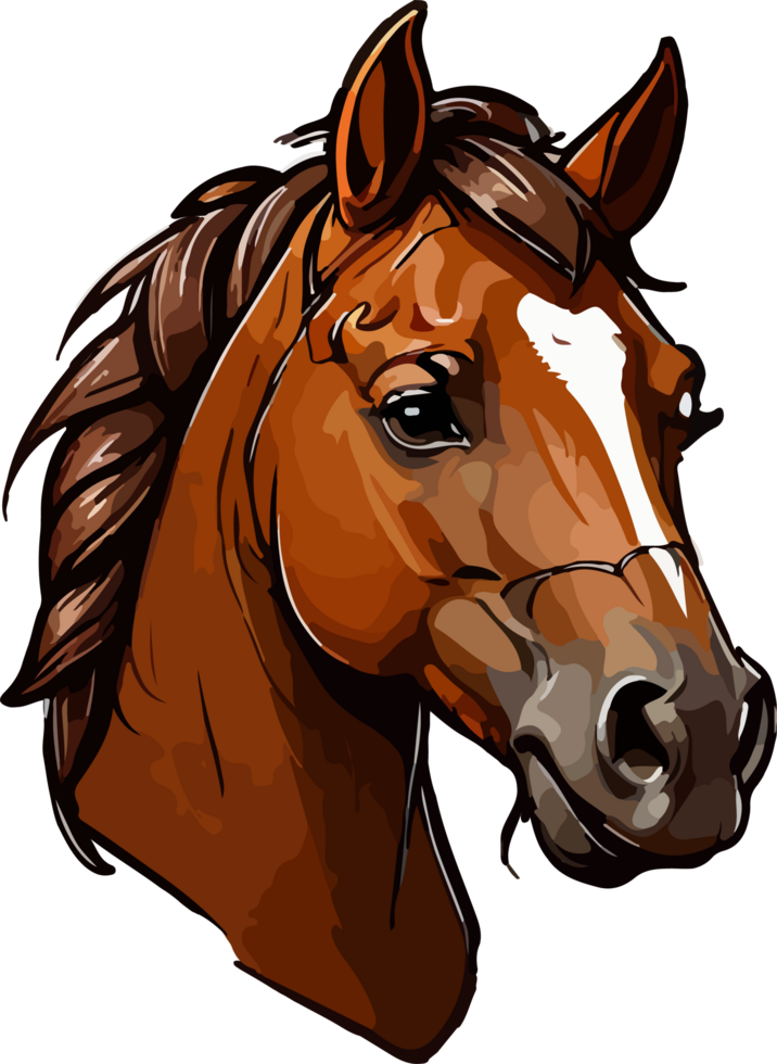 Brown Horse Head Cartoon Clipart AI Generative png