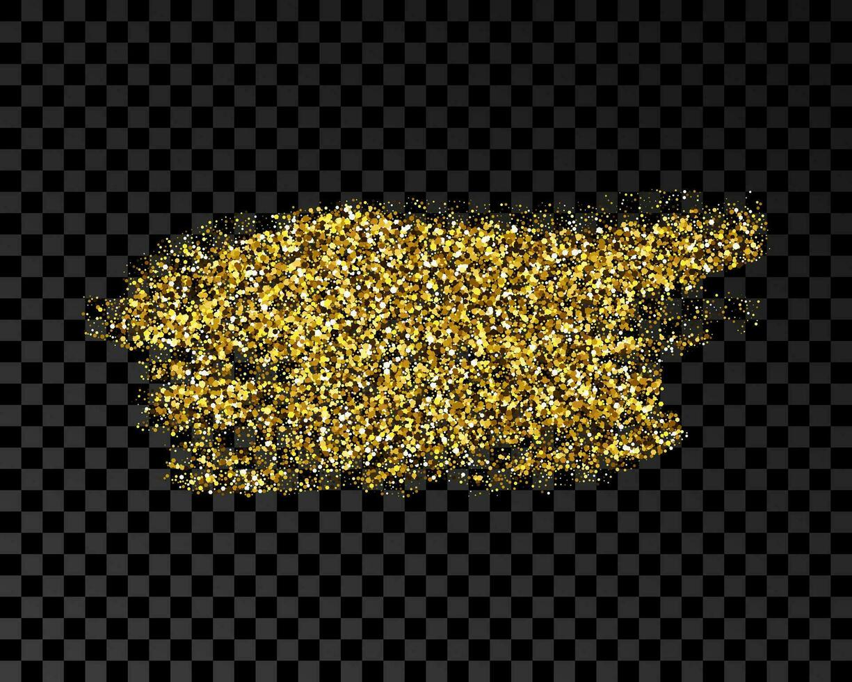Hand drawn ink spot in gold glitter. Gold ink spot with sparkles isolated on dark background. Vector illustration