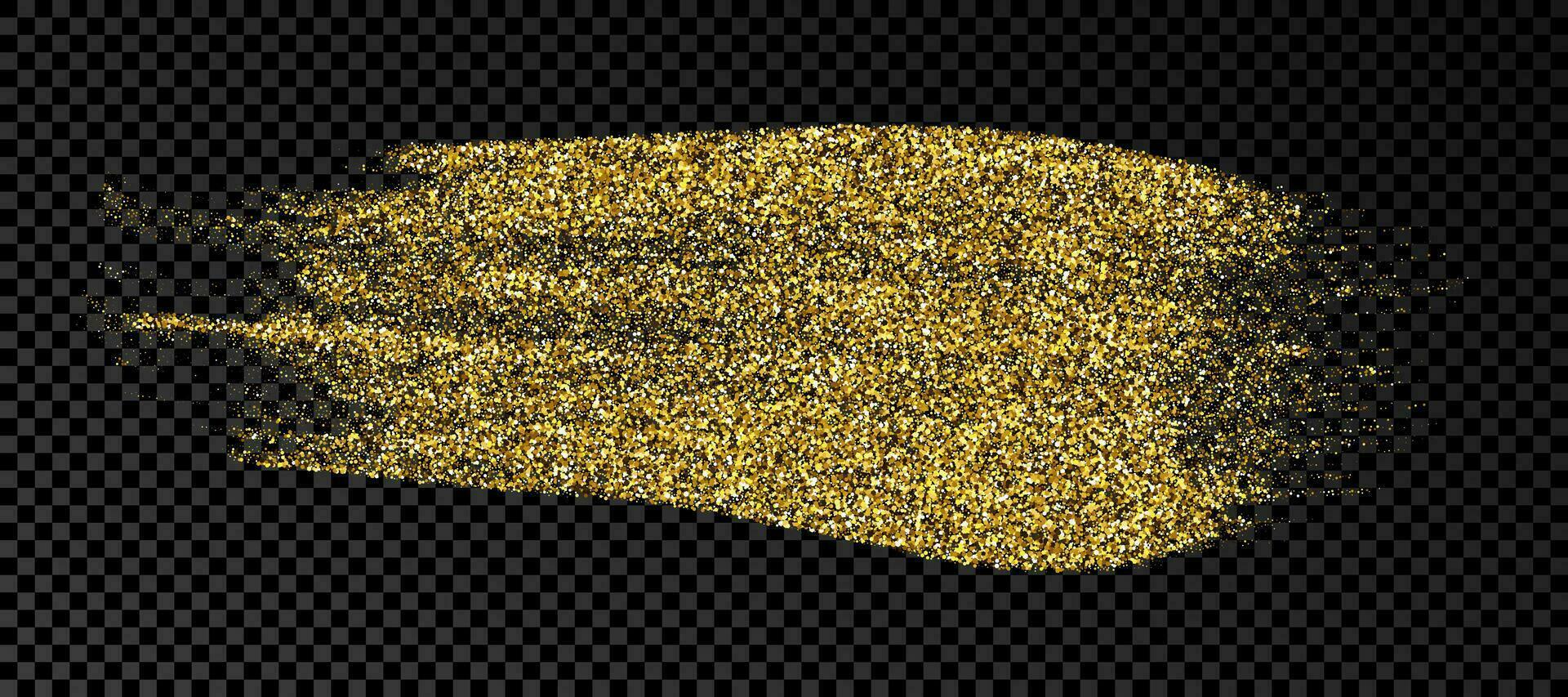 Hand drawn ink spot in gold glitter. Gold ink spot with sparkles isolated on dark background. Vector illustration