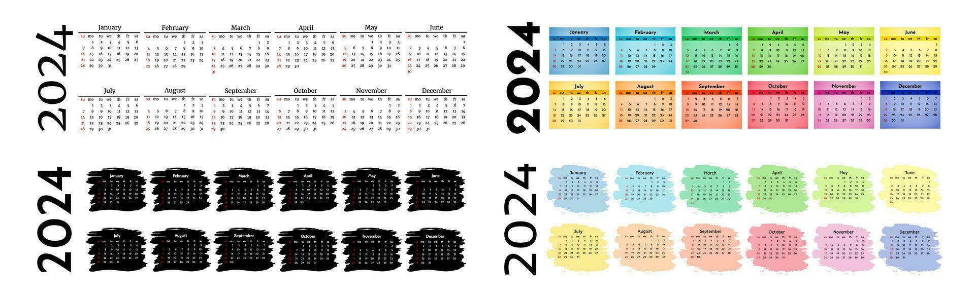 Calendar for 2024 isolated on a white background vector