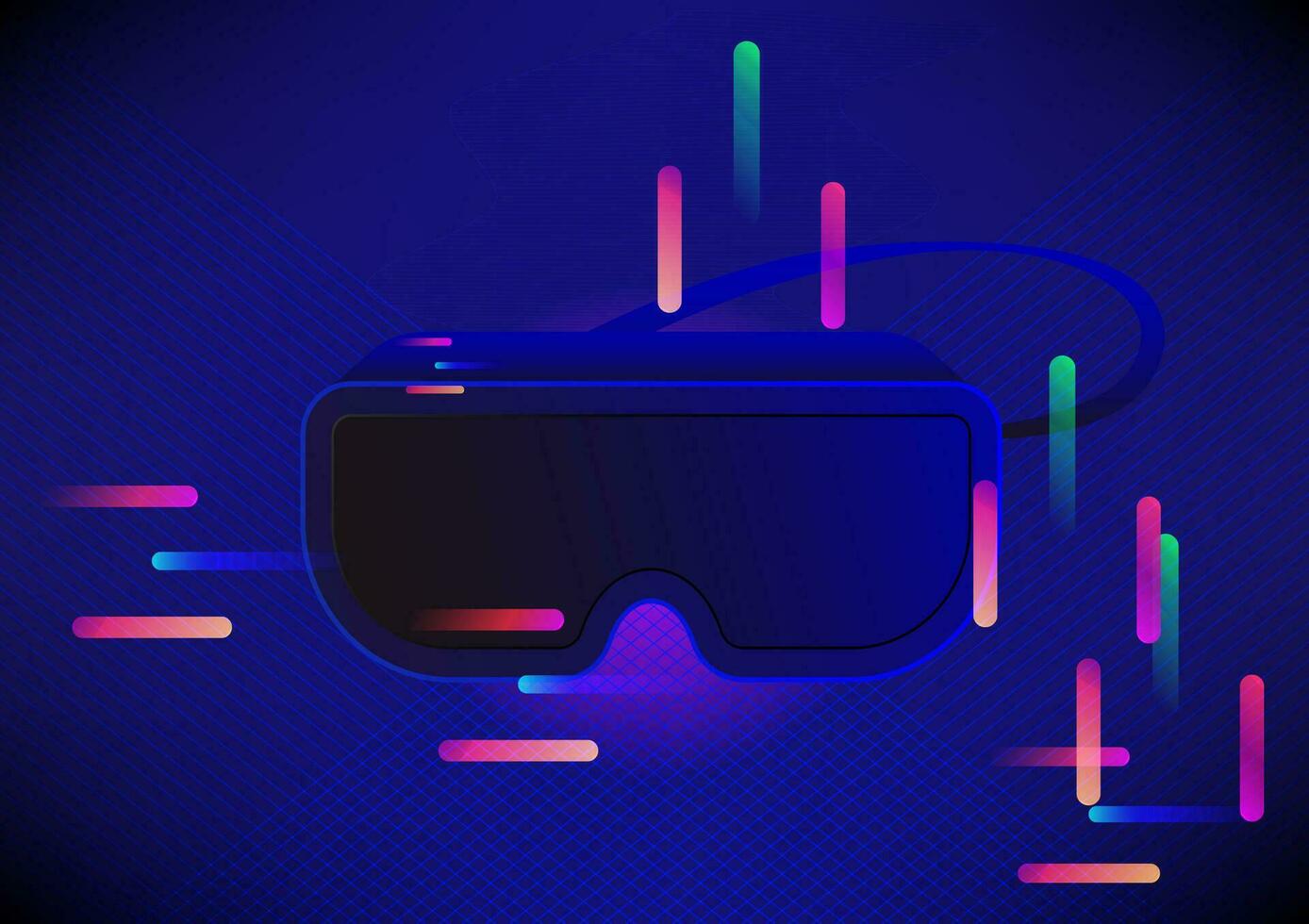 Hello Christmas VR virtual reality 3d playing gamer entertainment interactive glasses technology abstract background vector illustration