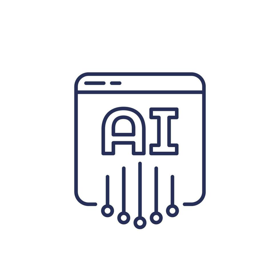 AI service line icon on white vector
