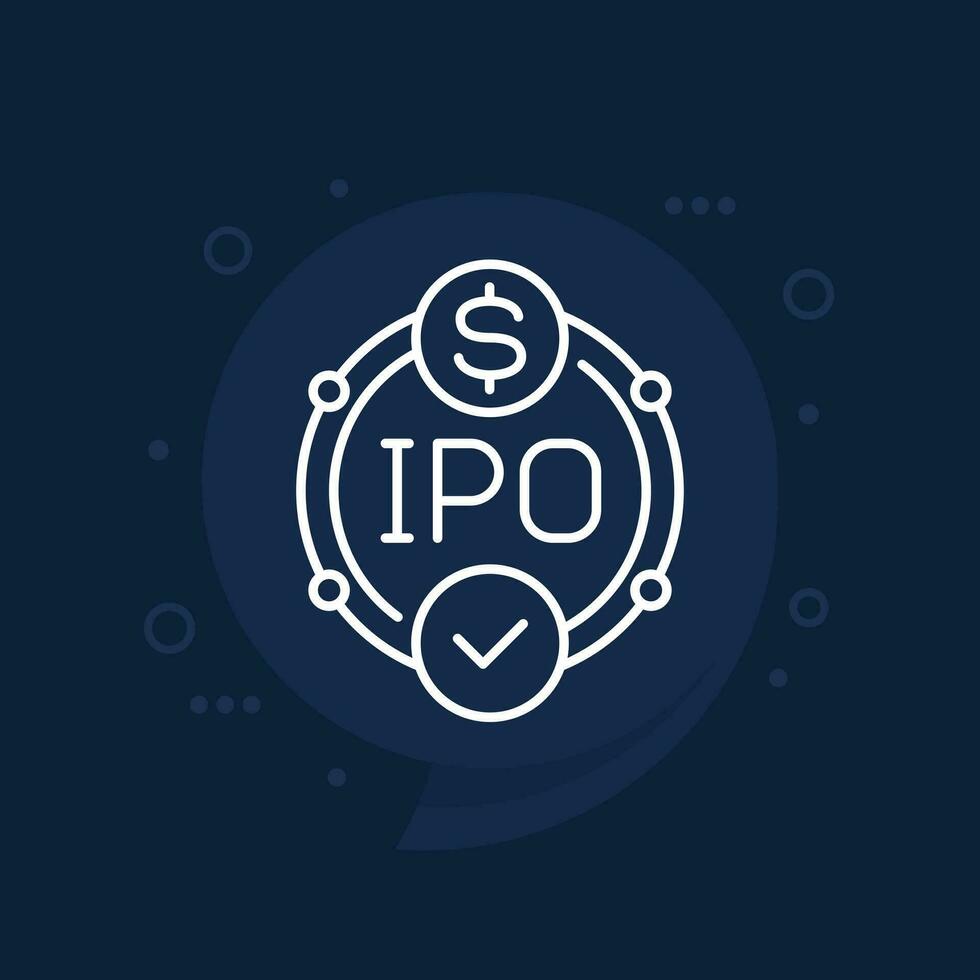 icono ipo, vector de línea de oferta pública inicial