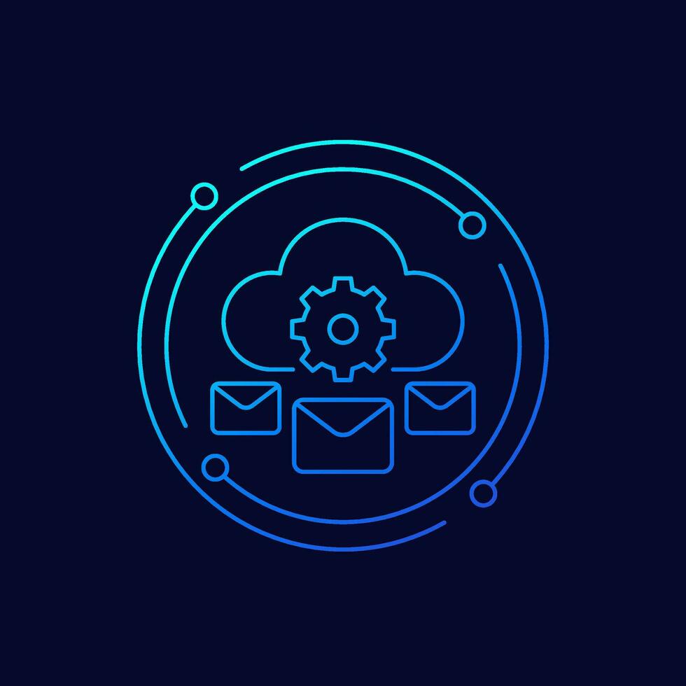 email automation and SaaS icon, linear design vector