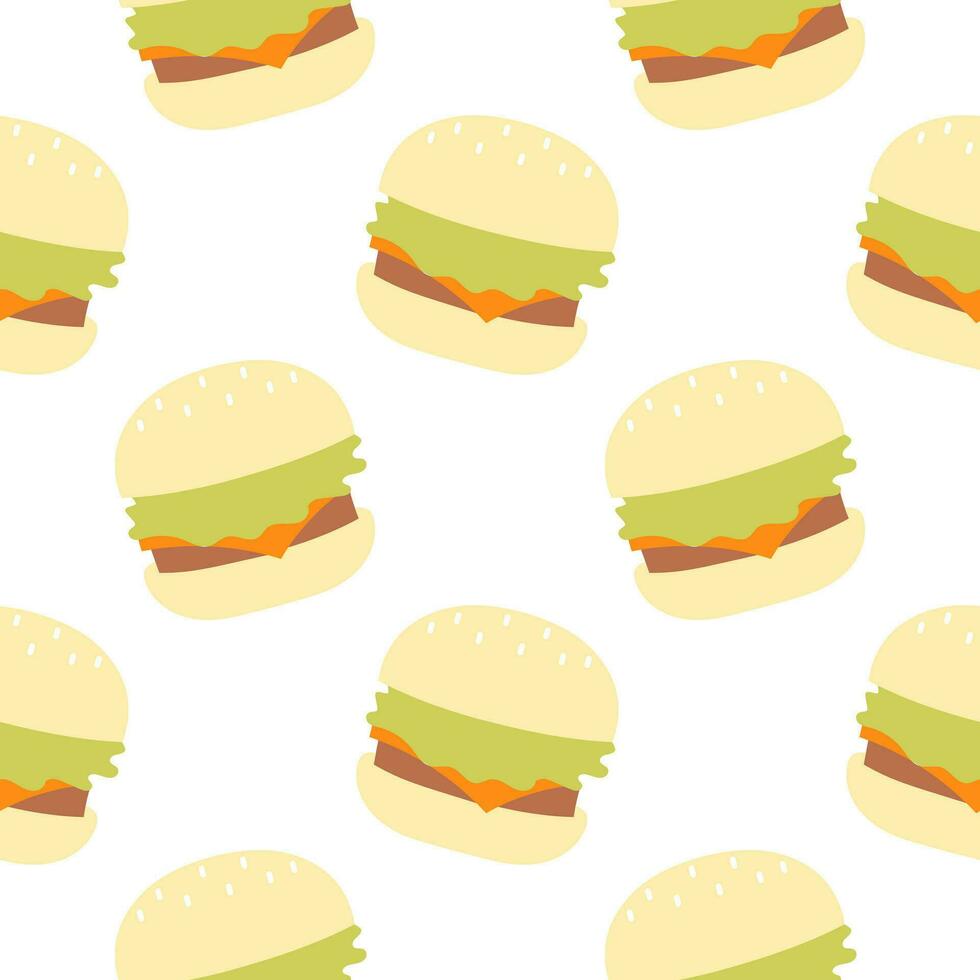 burger seamless pattern on food theme vector