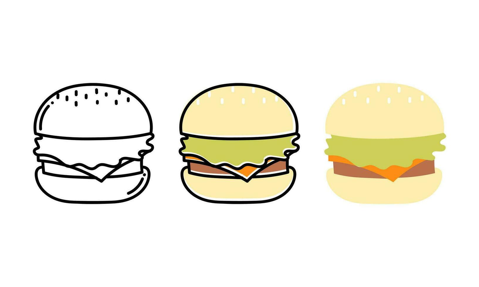 burger illustration with three types of designs vector