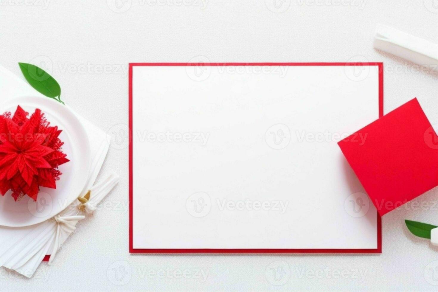 Chirismas decoration. paper white blank mockup. AI Generative Pro Photo