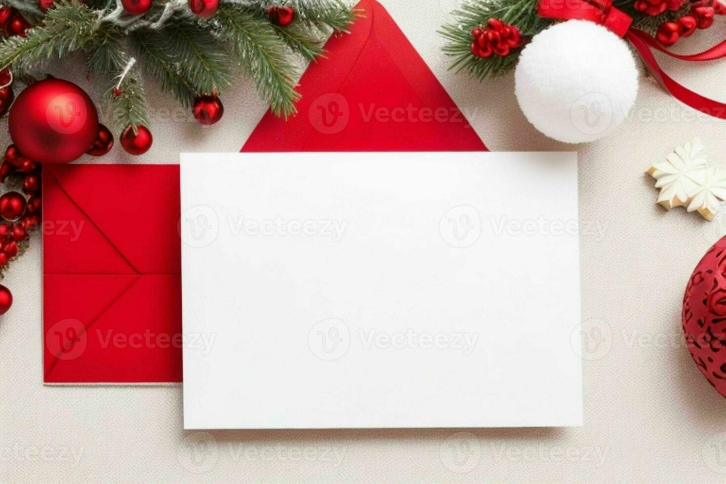 Chirismas decoration. paper white blank mockup. AI Generative Pro Photo