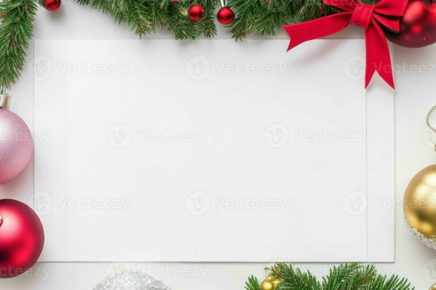 Chirismas decoration. paper white blank mockup. AI Generative Pro Photo