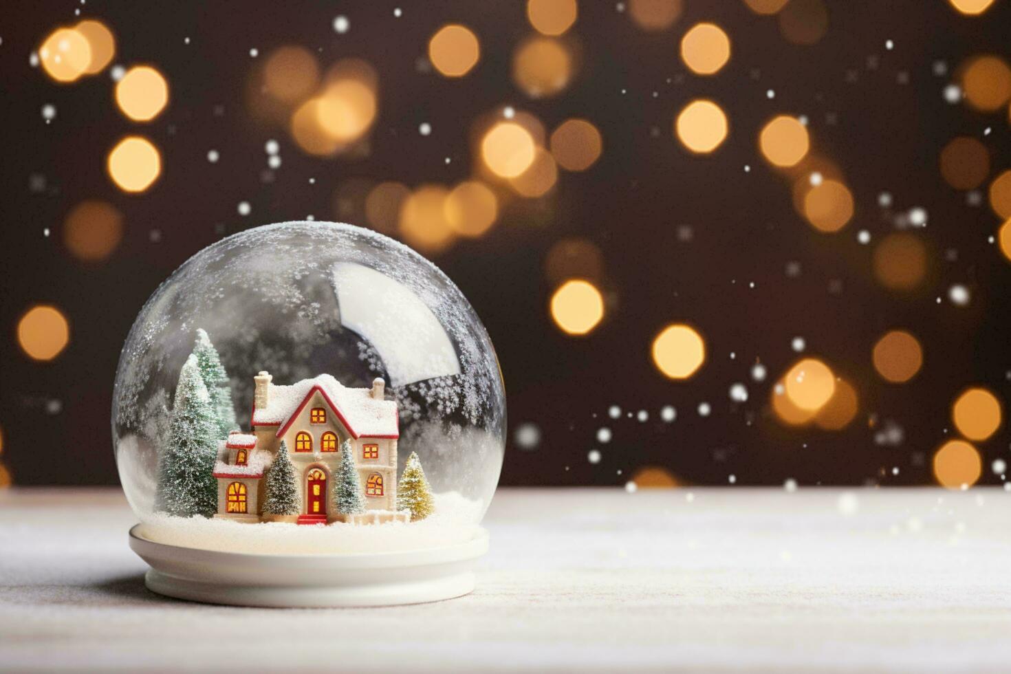 AI Generated House model in Snow Globe photo