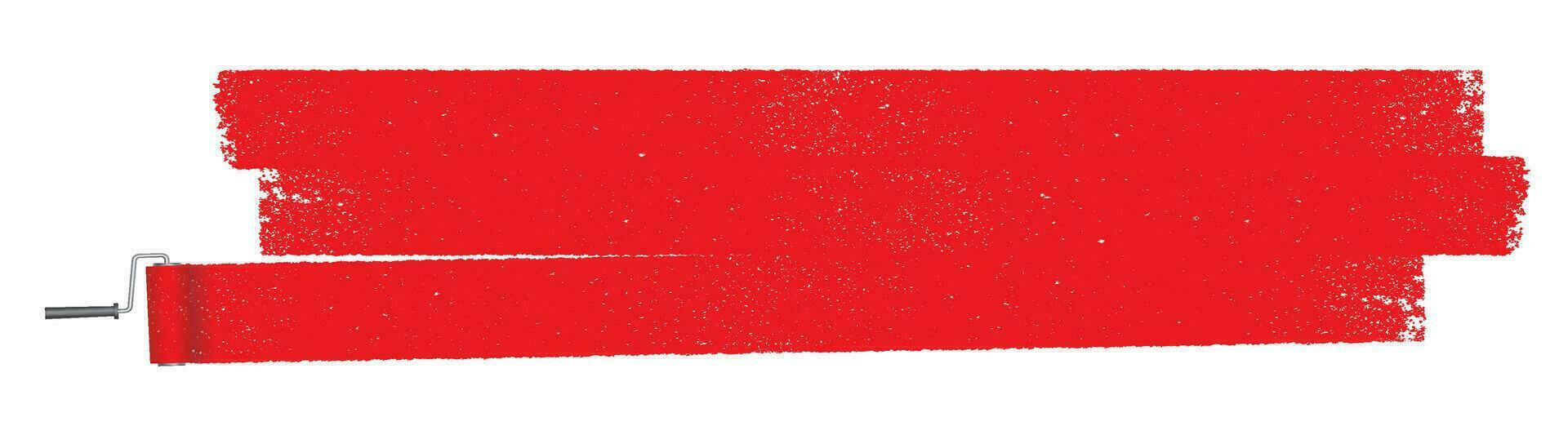 Vector Red Roller Painting Illustration With Grunge Texture Isolated On A White Background.