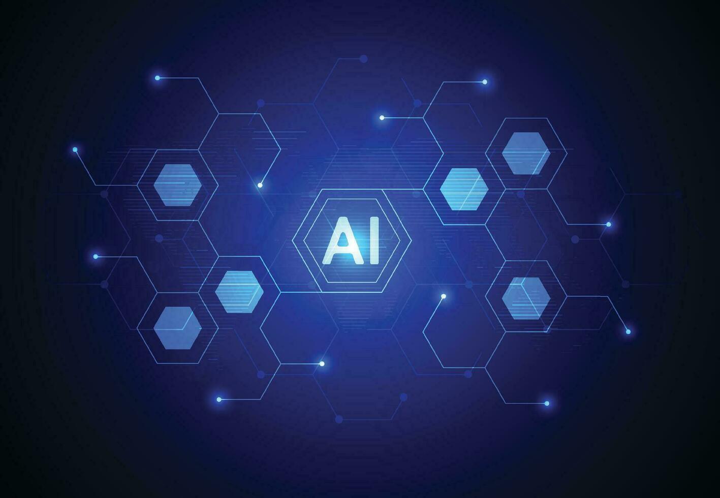 Artificial intelligence chipset on circuit board in futuristic concept technology artwork for web, banner, card, cover. Vector illustration