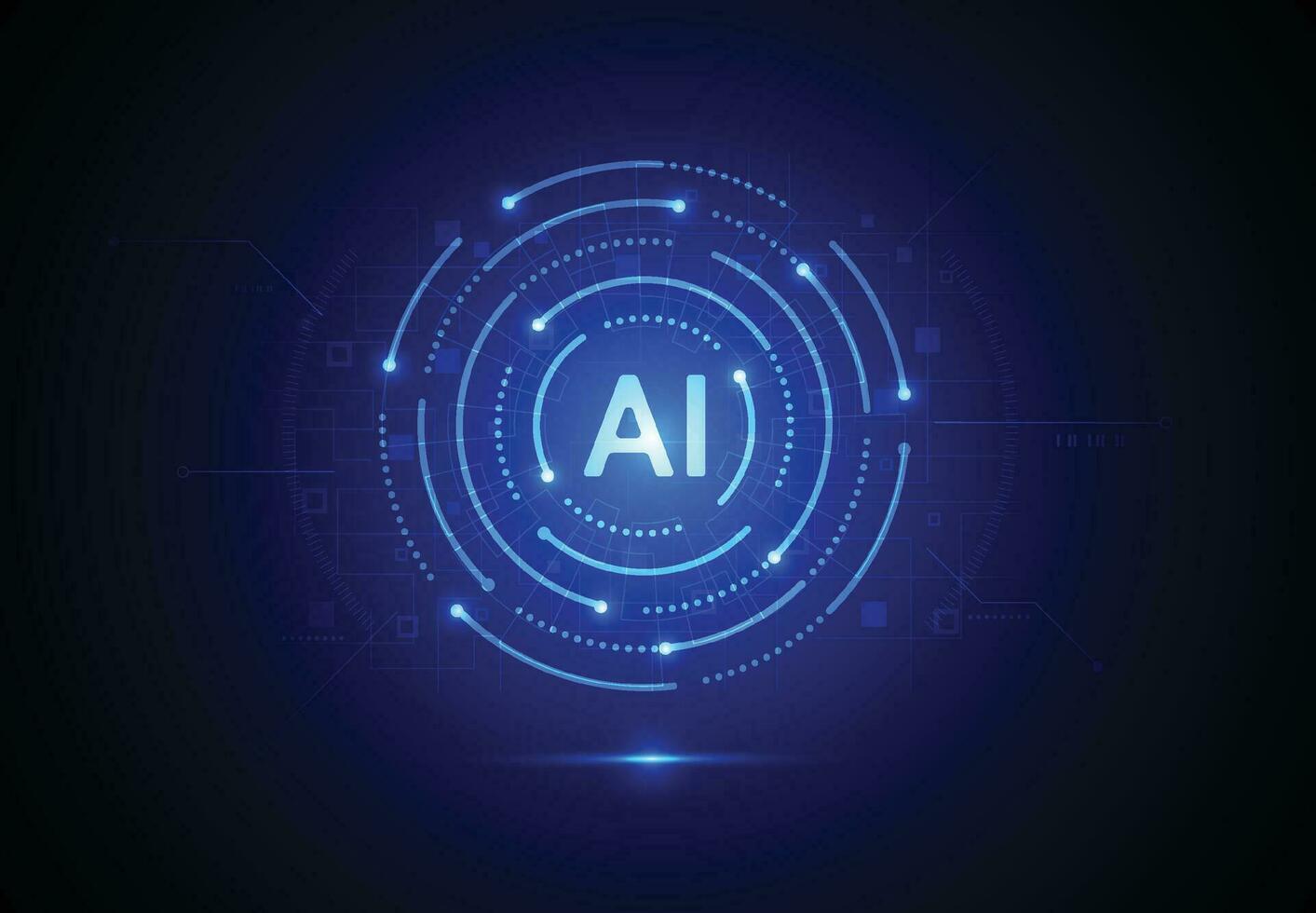 Artificial intelligence chipset on circuit board in futuristic concept technology artwork for web, banner, card, cover. Vector illustration