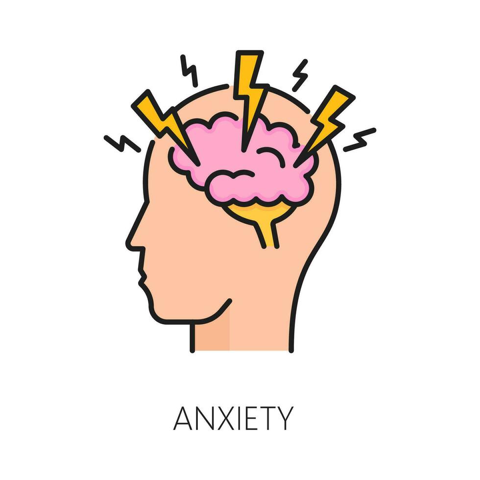 Anxiety psychological disorder, mental health icon vector
